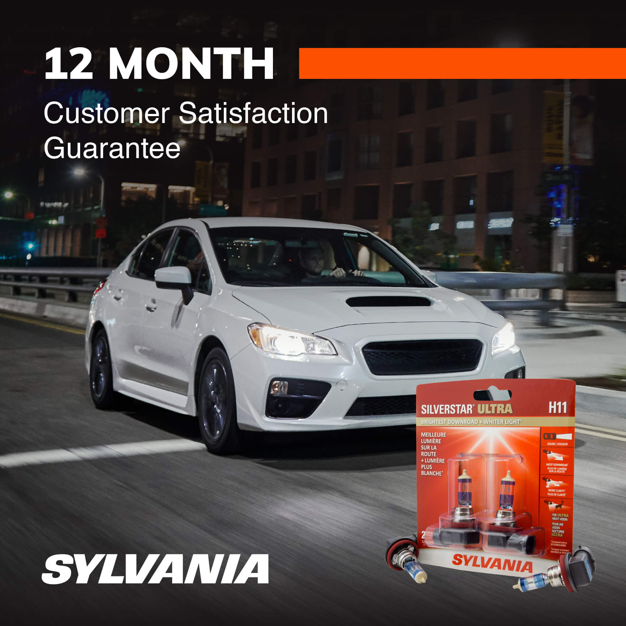 thumbnail image 2 of SYLVANIA H11 SilverStar Ultra High Performance Halogen Headlight Bulbs – 2 Pack – 55W 2 of 4